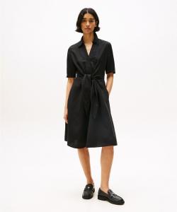 Платье с короткими рукавами из льна и вискозы с узлом