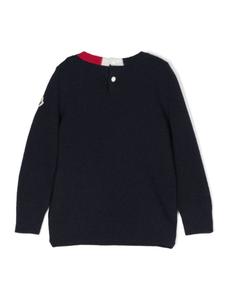 Moncler Enfant джемпер из смесовой вирджинской шерсти с вышитым логотипом, синий