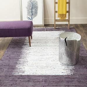 Ковер SAFAVIEH, 92 x 153 см, Montauk Collection, Ivory & Purple, ручной работы, полосатый с бахромой, хлопковый, идеально для помещений с высокой проходимостью: прихожая, гостиная, спальня (MTK711M)