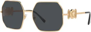 Женские солнцезащитные очки Versace в золотистой оправе, темно-серые линзы, 58 мм, Gold