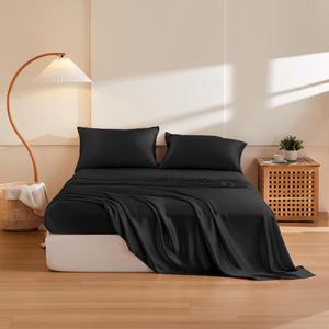 THXSILK Комплект постельного белья THXSILK из 100% шелка тутового дерева с охлаждающим эффектом Black