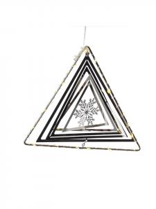 Marelida Светодиодный треугольник со снежинкой, объемное 3D-декоративное подвесное рождественское украшение для окна, серебристого цвета