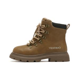 Амортизирующие устойчивые к истиранию утепленные ботинки high top для детей YeeHoO, коричневый