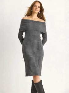 Bianco Lucci Вязаное платье в темно-сером цвете