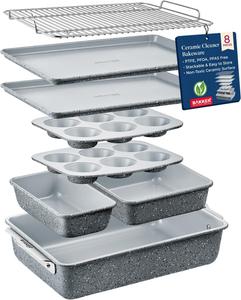 Набор форм для выпечки Bakken BAKKENMASTER для использования в духовке, 8 шт, серый мрамор