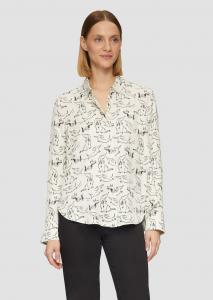 Блузка на пуговицах ALL-OVER-PRINT s.Oliver BLACK LABEL, молочный