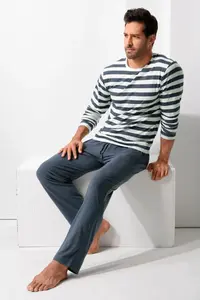 Пижама H.I.S (2 шт., 1 шт.), с полосками, окрашенными в пряжу, кремовый