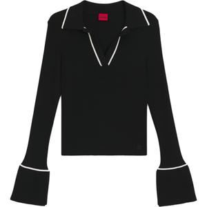 HUGO BOSS Трикотажная женская водолазка черная с воротником-поло