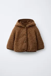 Куртка из искусственной овчины с пожарными застежками Zara, коричневый