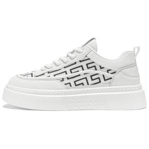 Мужские низкие кроссовки для скейтбординга с амортизацией, износостойкие, дышащие, увеличивающие рост Wooden Rabbit, White Black