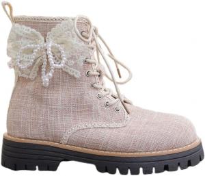 Женские модные ботинки с боковым бантом, подходят для повседневного ношения и использования на улице. Fusecottc, Light Pink