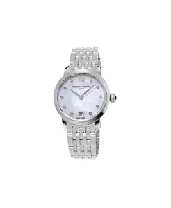 Женские часы-браслет Swiss Slimline Diamond (1/20 ct. t.w.) из нержавеющей стали, 30 мм Frederique Constant