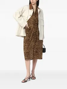 Платье миди с леопардовым принтом 6397, коричневый