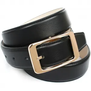 Кожаный ремень Anthoni Crown с тиснением оленя, классической застежкой, черный