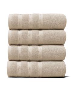 Роскошные мягкие и впитывающие полотенца для рук из 100% кольцевого хлопка для ванной комнаты, душа, спа-салона - набор из 4 полотенец Hearth & Harbor, Beige cream