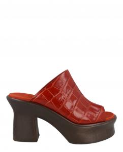 Мюли Samanta на платформе с тиснением под крокодила Salvatore Ferragamo, Rust