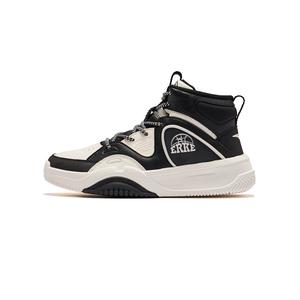 Erke Износостойкие высокие кроссовки для скейтбординга, цвет: белый, насыщенный черный, с микрокристаллами