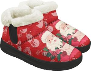 Женские зимние ботинки выше щиколотки, мягкие, на слипоны, с утепленной подошвой, теплые зимние ботинки для женщин Qoiuvncy, Santa Snowmen Red