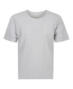 Серые футболки и поло с плиссированной текстурой Issey Miyake, серый