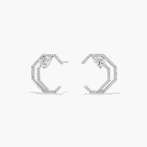 Геометрические серьги с выращенными в лаборатории бриллиантами огранки «груша» из 14-каратного белого золота (1 1/3 карата) Blue Nile