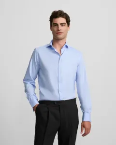 Мужская рубашка в елочку с двойными манжетами Silbon, светло-голубой