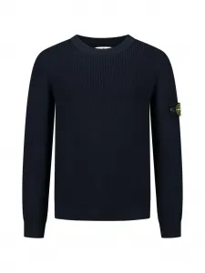 Вязаный свитер с нашивкой-логотипом Stone Island Junior, синий