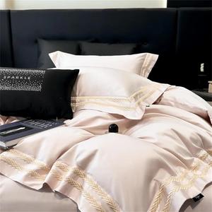 Alloaone Комплект постельного белья King из хлопка 600 нитей с золотой вышивкой Pnnrk