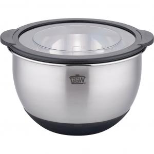 Сервировочная чаша Primo из нержавеющей стали с мерной шкалой, герметичной крышкой для хранения, нескользящим дном Gsw, Edelstahlfarben