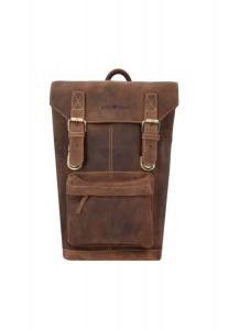 Винтажный кожаный рюкзак 42 см с отделением для ноутбука Green Burry, коричневый