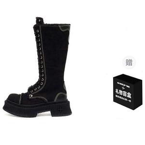 SMFK Дикие Мир Wild World Series Черные Бисквиты Ботильоны до колена Женские Черные - Wilderness Black (Подарок), цвет Wilderness Black (Gift)