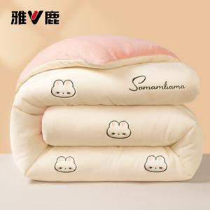 Yalu Пуховое одеяло 220х240 см, вес 4,75 кг, молочный бархат, утепленное, цвет Milkshake White + Cherry Powder