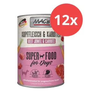 Влажный корм для взрослых собак с говядиной и морковью Mac'S Adult Superfood, 12 x 400 г