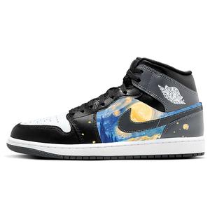 Air 1 Амортизирующие Противоскользящие и Износостойкие Высокие Винтажные Баскетбольные Кроссовки Unisex Черный Белый Синий Jordan