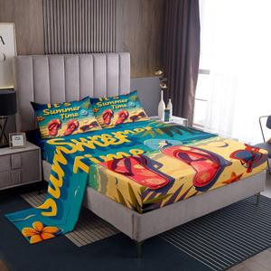 Erosebridal Комплект постельного белья Summer Ocean с гавайским принтом и морской тематикой, Multi 15