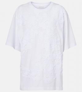 Вышитая оверсайз хлопковая футболка Dries Van Noten, White
