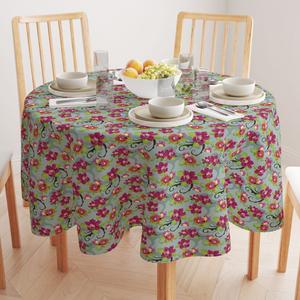 Круглая скатерть, 100% полиэстер, круглая 60 дюймов, узор в виде тропических цветов