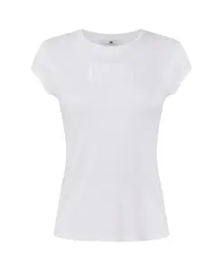 Футболка из трикотажа с вышивкой и рукавами-крылышками Elisabetta Franchi, белый