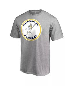 Мужская футболка Ash Milwaukee Brewers Cooperstown Collection Forbes Fanatics, серый