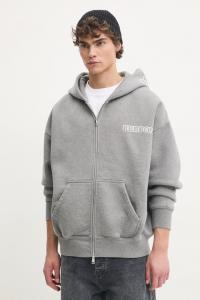 Хлопковая толстовка HWT FLEECE ZIP FRONT HOODY Purple Brand, серый