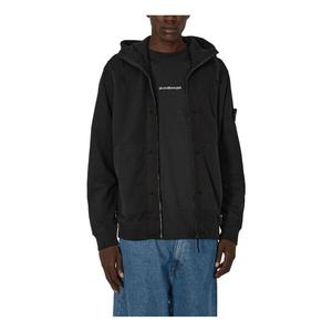 Куртка logo patch zip-up hoodie 'black' Stone Island, черный