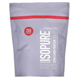 Isopure, протеиновый порошок без углеводов, клубника со сливками, 454 г (1 фунт)