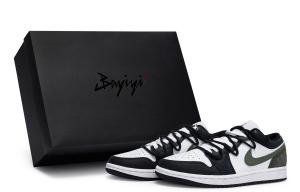 Кроссовки Air Jordan 1 Vintage Basketball Shoes Men Low-top Green/Black/Green, зеленый