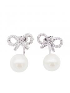 Серьги-подвески Crystal Bow Self-Portrait, серебряный