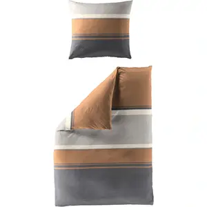 Постельное белье BIERBAUM «3892», 100% хлопок, простое в уходе, уютное и теплое, в полоску, цвет safran