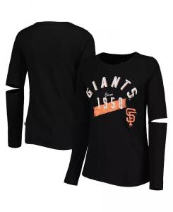Черная женская футболка с длинным рукавом San Francisco Giants Formation Touch