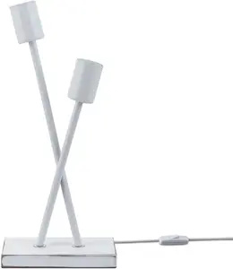 Настольная лампа Paco Home "ИКС", 2 лампочки, лампочка E27 | без лампочки, торшер, светодиодная лампа для гостиной, винтаж, ретро, ​​промышленный дизайн E27 Высота: 41 см, белый