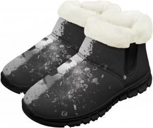 Детские зимние ботинки для девочек и мальчиков, теплые обувь с меховой подкладкой, противоскользящие модные ботильоны Chririnla, Black And White Soccer Ball