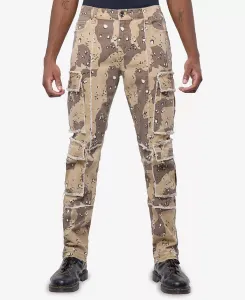 Мужские джинсы с принтом и карманами карго Raw X, коричневый