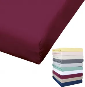 Простыня на резинке Jersey, глубина 27 см, размеры 90x190-100x200 / 140-160x200 / 180-200x200 см, серый, желтый, белый, зеленый, синий, цвет: бордо, размер: 140x200 см. Bierbaum