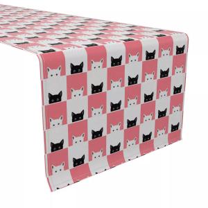 Настольная дорожка, 100 % хлопок, шахматная доска для кошек, 16x108 дюймов.